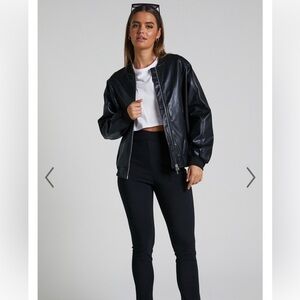Leather bomber jacket